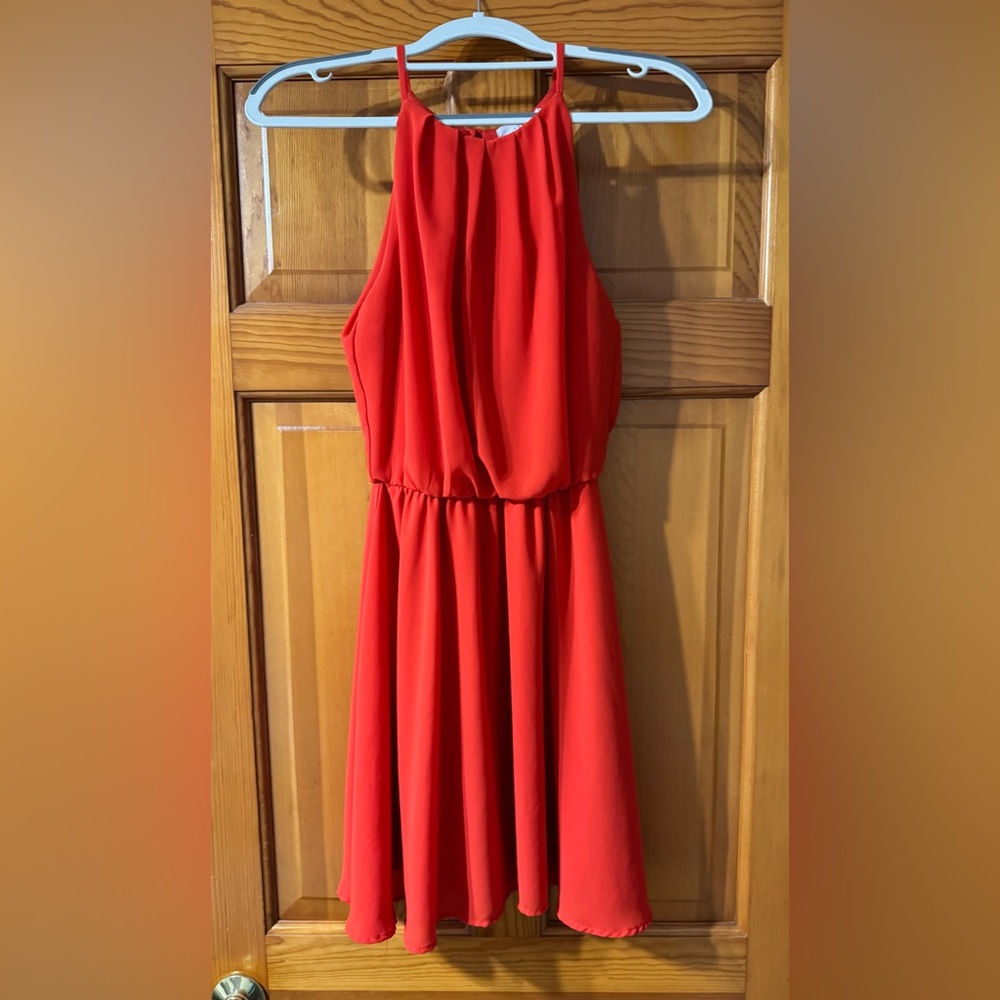 Lush Midi Dress Orangish Red Size XS